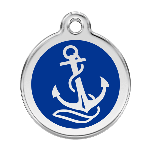 Vue avant - Médaille personnalisable pour chien Red Dingo Ancre Bleu foncé - Taille L