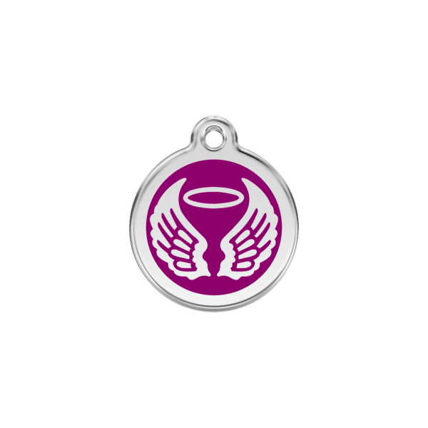 Vue avant - Médaille personnalisable Red Dingo Émail/Acier inoxydable - Ailes d'anges - Violet - Taille S