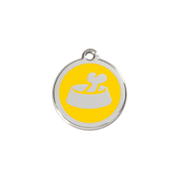 Vue avant - Médaille personnalisable pour chien/chat Red Dingo Émail/Acier inoxydable Os jaune S 20.00 7G