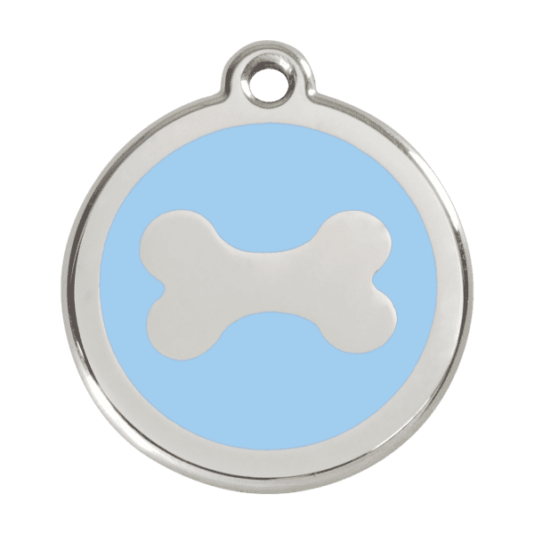 Vue avant - Médaille personnalisée pour chien Red Dingo Os Bleu Clair 38mm - Gravure incluse