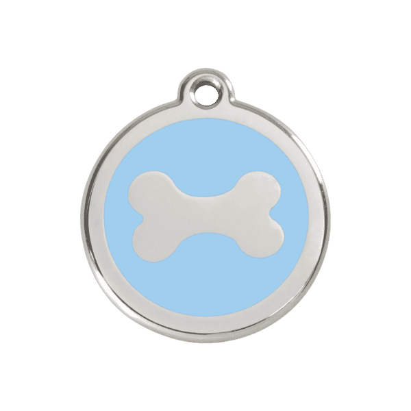 Vue avant - Médaille personnalisée pour chien Red Dingo Os Bleu Clair M 30.00mm - 01-BN-LB-ME