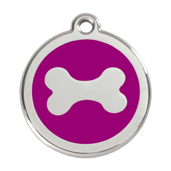 Vue avant - Médaille personnalisée pour chien en acier inoxydable violet Red Dingo - Taille L