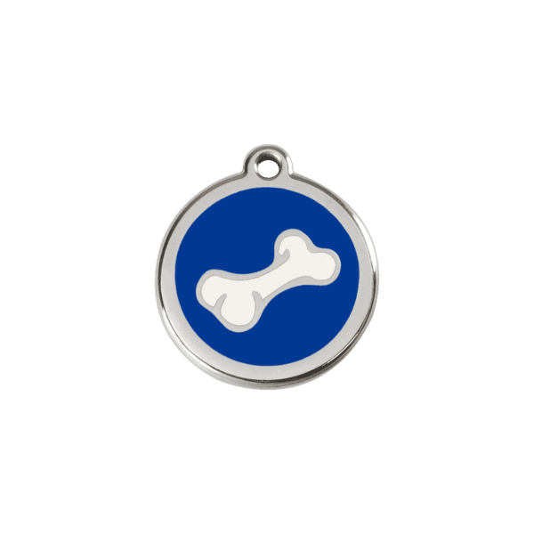 Vue avant - Médaille personnalisée pour chien/chat Red Dingo Émail/Acier Inoxydable Os Bleu foncé S 20.00mm - Marque Red Dingo