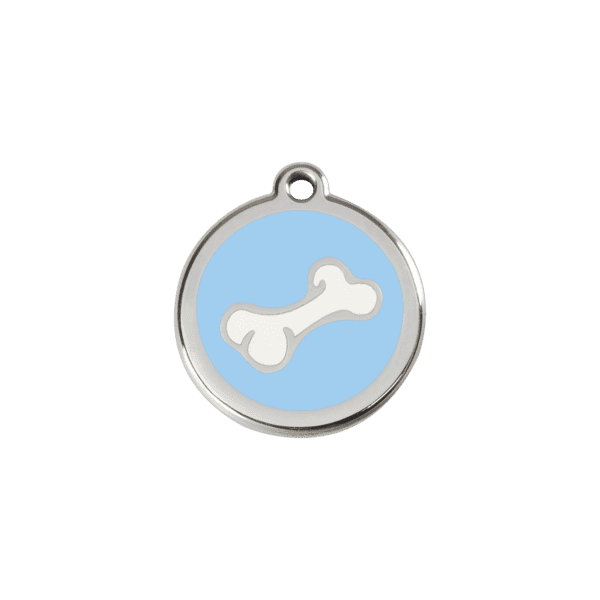 Vue avant - Médaille personnalisée pour chien/chat Red Dingo Émail/Acier inoxydable Os Bleu Clair S 20.00mm