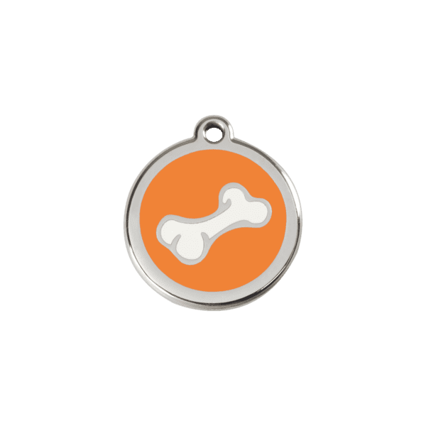 Vue avant - Médaille personnalisée pour chien/chat Red Dingo Émail/Acier inoxydable Os Orange S 20.00mm