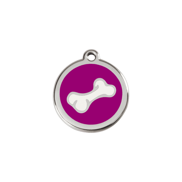 Vue avant - Médaille personnalisée pour chien/chat Red Dingo Émail/Acier inoxydable Os Violet S 20.00 7G