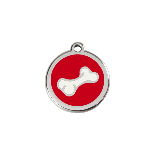 Vue avant - Médaille personnalisée pour chien/chat Red Dingo Émail/Acier inoxydable Os Rouge S 20.00mm