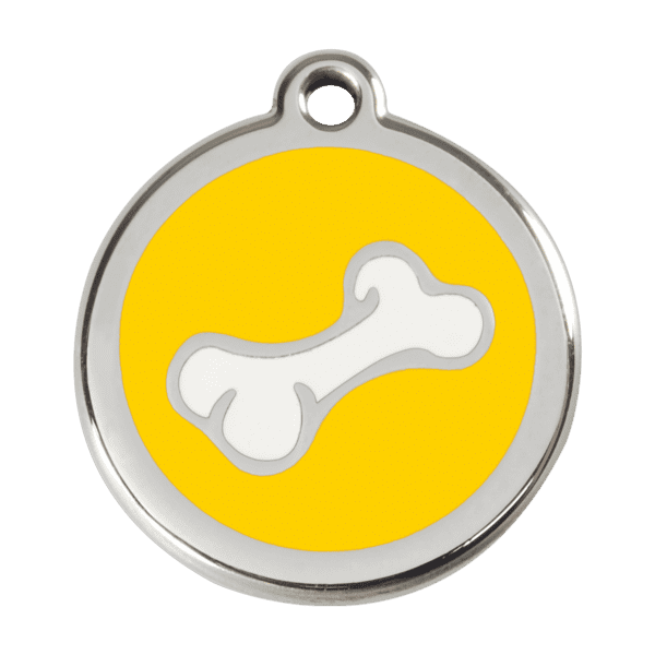 Vue avant - Médaille personnalisée pour chien Red Dingo Os Jaune L 38.00mm - Gravure incluse