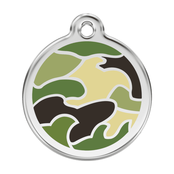 Vue avant - Médaille personnalisée pour chien Red Dingo Camouflage Vert - Taille L - 01-CG-GR-LG