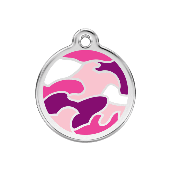 Vue avant - Médaille personnalisée pour chien Red Dingo Camouflage Rose - Taille M