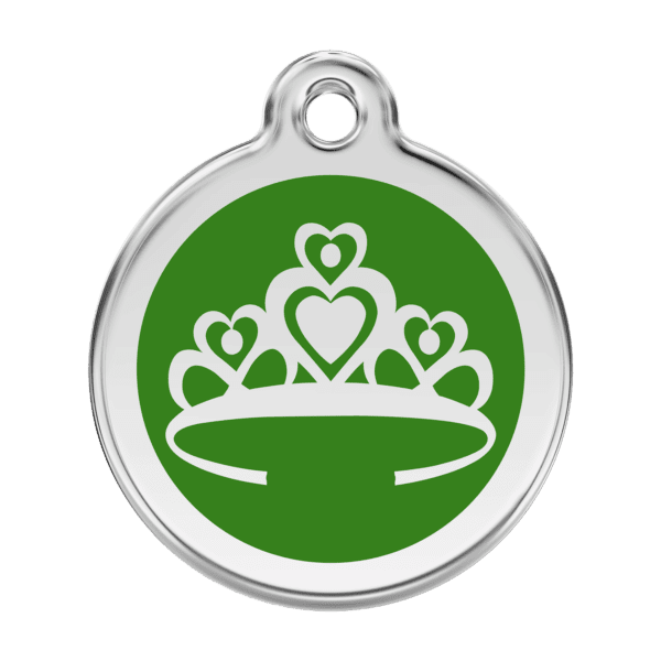 Vue avant - Médaille personnalisée pour chien Red Dingo Couronne Vert L 38.00mm 24.7G