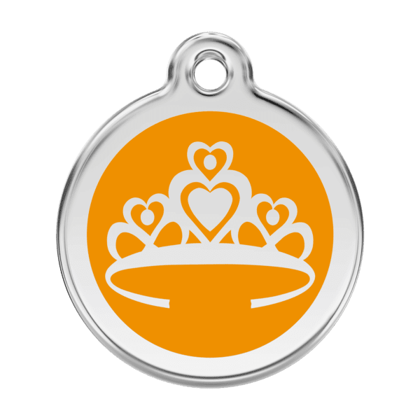 Vue avant - Médaille personnalisée pour chien Red Dingo Couronne Orange L - Gravure incluse