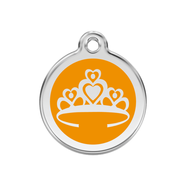 Vue avant - Médaille personnalisée pour chien Red Dingo Émail Couronne Orange M - 01-CR-OR-ME