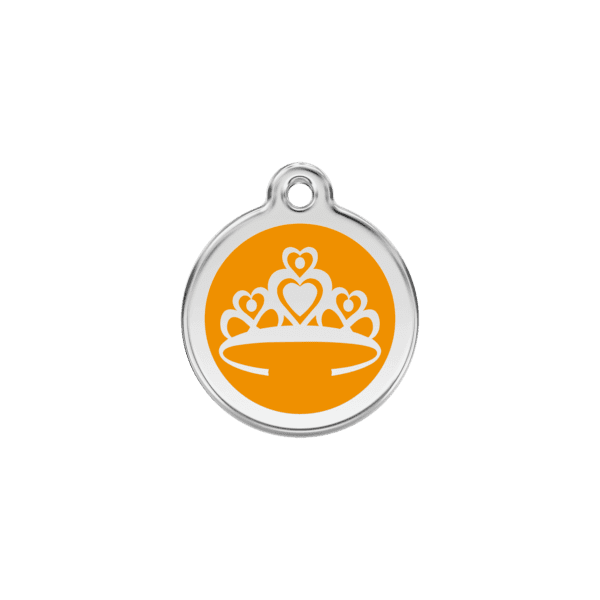 Vue avant - Médaille personnalisée pour chien/chat Red Dingo Couronne Orange S 20.00mm