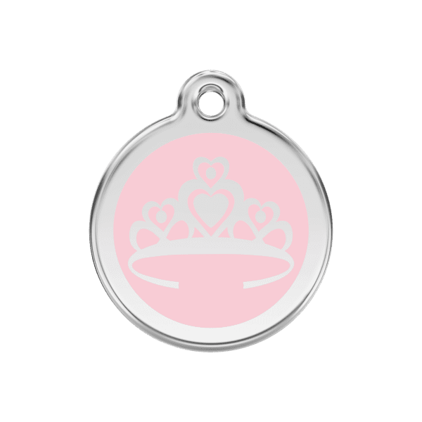 Vue avant - Médaille personnalisée pour chien/chat Red Dingo Couronne Rose M - 01-CR-PK-ME