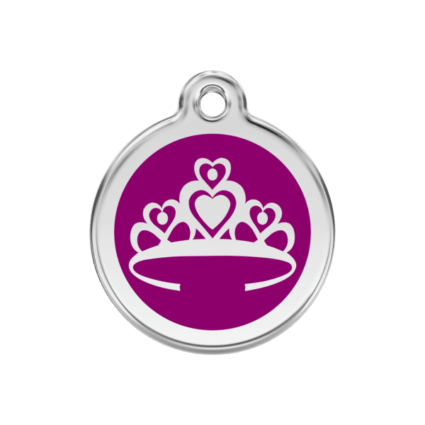 Vue avant - Médaille personnalisée pour chien Red Dingo Couronne Violet M - 01-CR-PU-ME