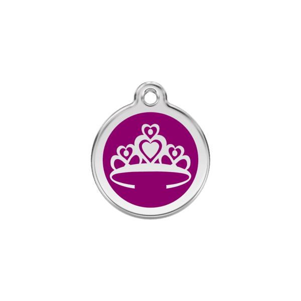 Vue avant - Médaille personnalisée pour chat ou chien - Red Dingo Couronne Violet S 20.00 7G