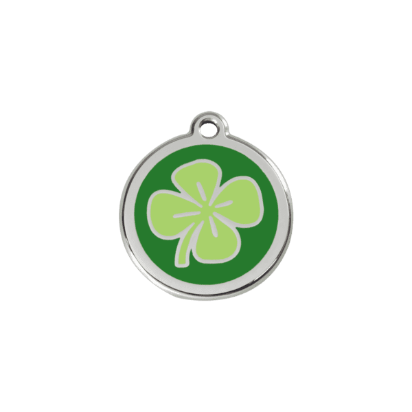 Vue avant - Médaille personnalisée pour chien/chat Red Dingo Trèfle Vert S 20.00mm 7g