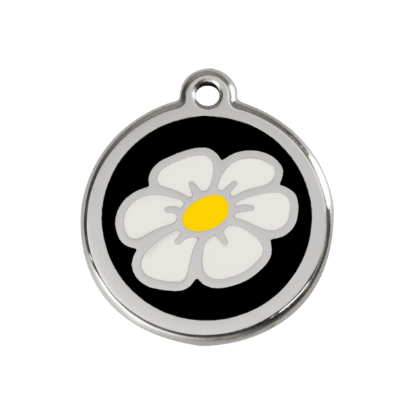 Vue avant - Médaille personnalisée pour chien Red Dingo Marguerite Noir M 30.00mm