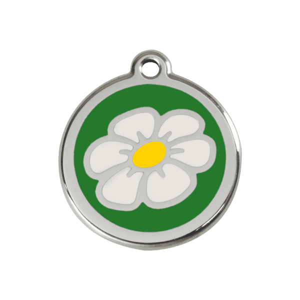 Vue avant - Médaille personnalisable pour chien ou chat - Red Dingo Marguerite Vert - Taille M