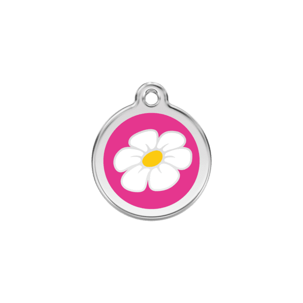 Vue avant - Médaille personnalisée pour chien/chat Red Dingo Marguerite Rose S 20.00mm