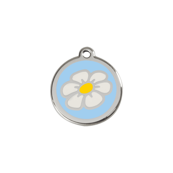 Vue avant - Médaille personnalisée pour chien/chat Red Dingo Émail/Acier inoxydable Marguerite Bleu clair S 20.00 7G