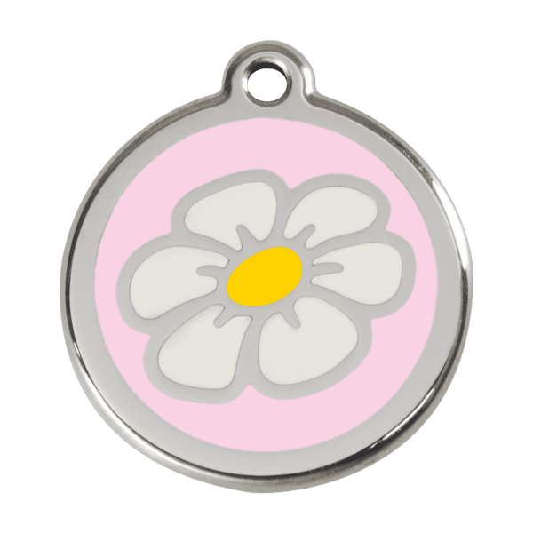 Vue avant - Médaille personnalisable pour chien - Red Dingo Marguerite Rose - Taille L