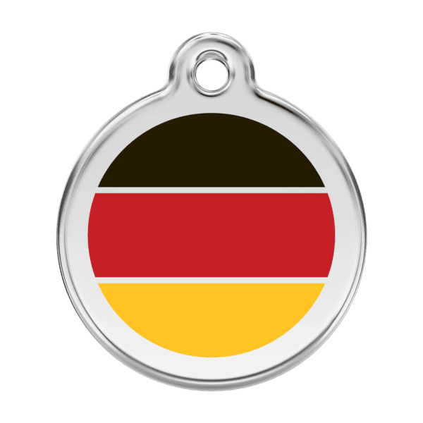 Vue avant - Médaille personnalisée pour chien Red Dingo Drapeau allemand - Taille L - 01-DE-RE-LG