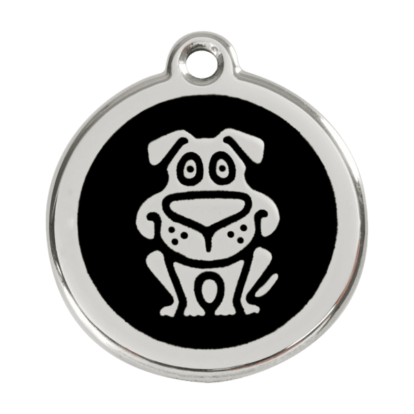 Vue avant - Médaille personnalisée pour chien en émail et acier inoxydable - Red Dingo 01-DG-BB-LG