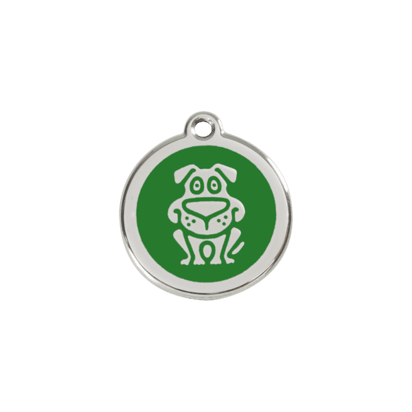 Vue avant - Médaille personnalisée pour chien/chat Red Dingo Émail/acier inoxydable vert S 20.00mm