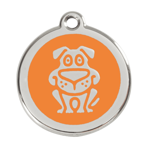 Vue avant - Médaille personnalisable pour chien Red Dingo Émail/acier inoxydable Orange L 38.00mm