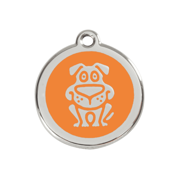 Vue avant - Médaille personnalisée pour chien Red Dingo Émail et acier inoxydable Orange M 30.00mm