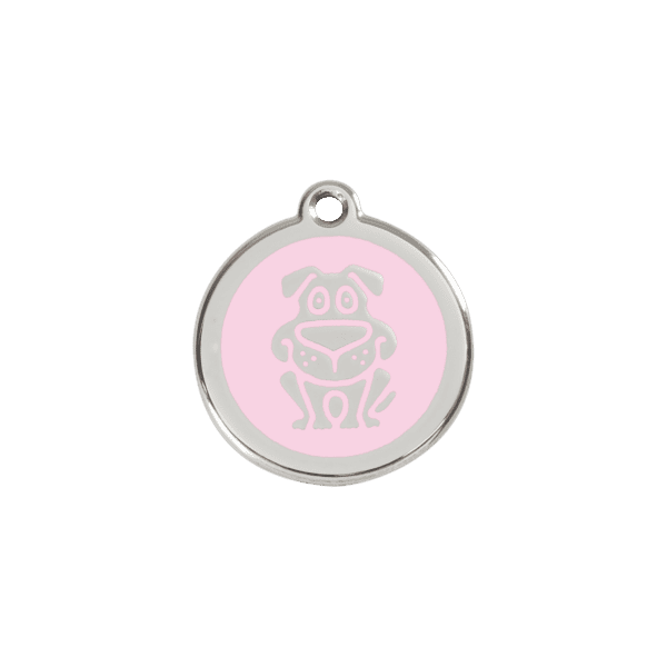 Vue avant - Médaille personnalisée pour chien/chat Red Dingo Émail et acier inoxydable Rose S 20.00mm