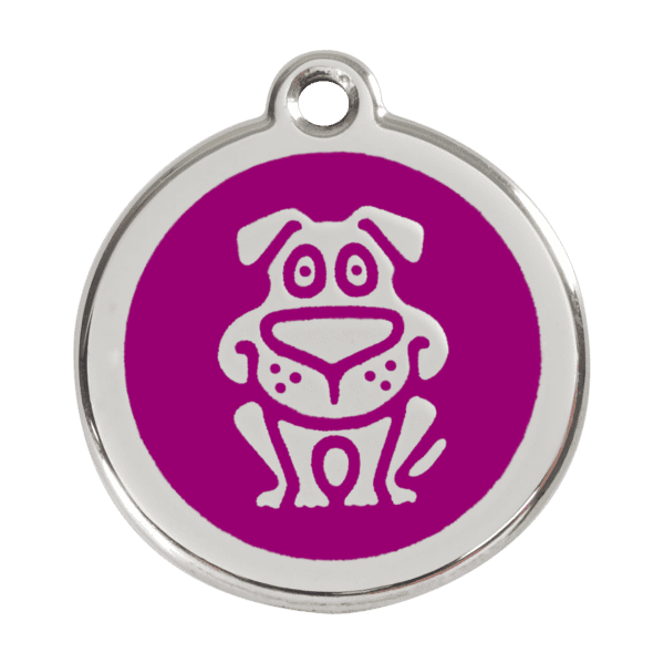 Vue avant - Médaille personnalisable pour chien en acier inoxydable violet Red Dingo L 38.00mm - 01-DG-PU-LG