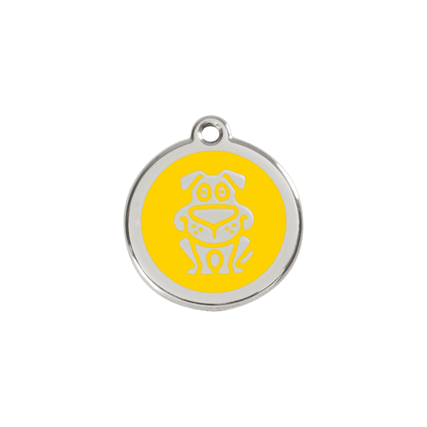 Vue avant - Médaille personnalisée pour chien/chat Red Dingo Émail/Acier Jaune S 20.00mm - 01-DG-YE-SM