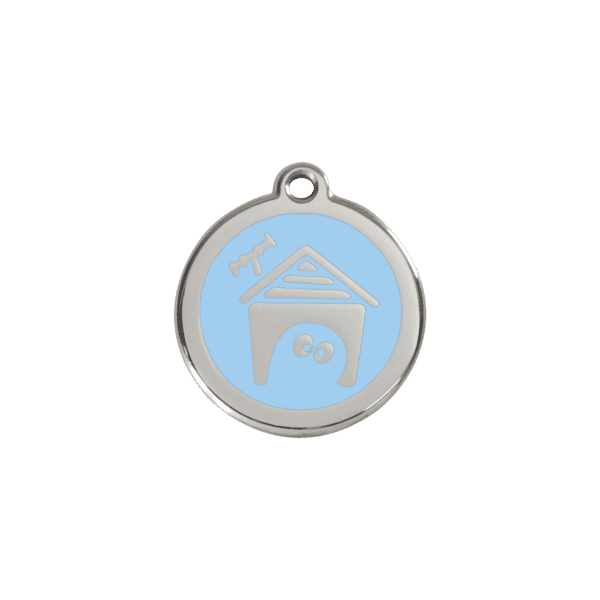 Vue avant - Médaille personnalisée pour chien/chat Red Dingo Émail/Acier inoxydable Bleu clair S 20.00mm - Référence : 01-DH-LB-SM