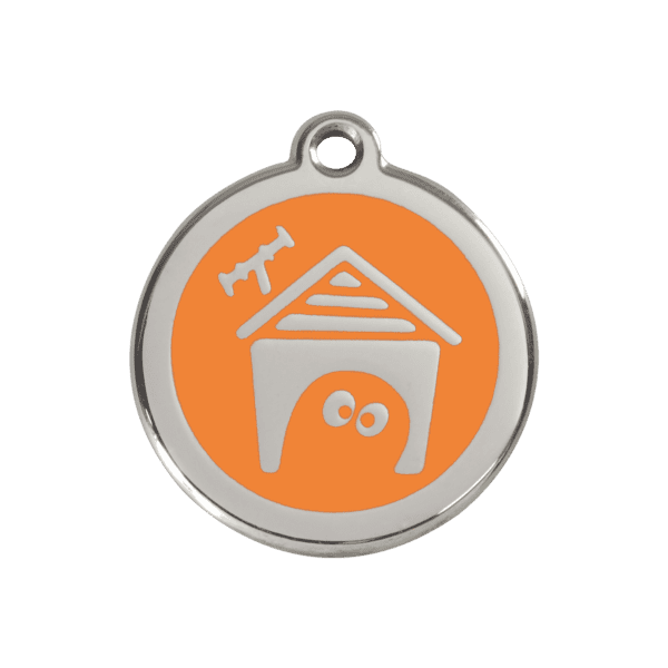 Vue avant - Médaille personnalisée pour chien Red Dingo Émail/Acier Orange M 30.00mm - 01-DH-OR-ME