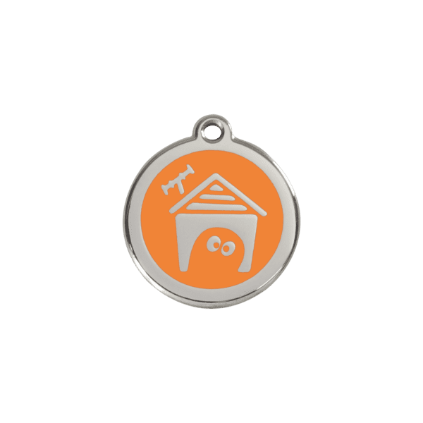 Vue avant - Médaille personnalisable Red Dingo en émail et acier inoxydable - Orange - Taille S