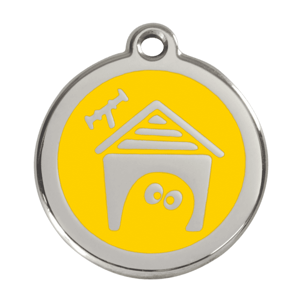 Vue avant - Médaille personnalisée pour chien Red Dingo en émail jaune - Taille L 38.00mm