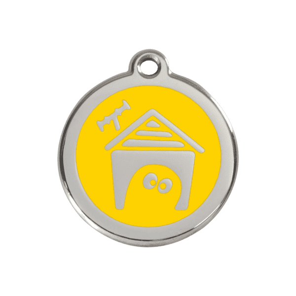 Vue avant - Médaille personnalisée pour chien Red Dingo Émail/Acier Jaune M 30mm - 01-DH-YE-ME