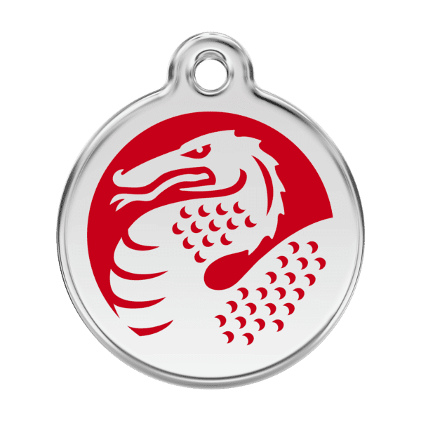 Vue avant - Médaille personnalisée pour chien Red Dingo Dragon Rouge L 38.00mm - Gravure incluse