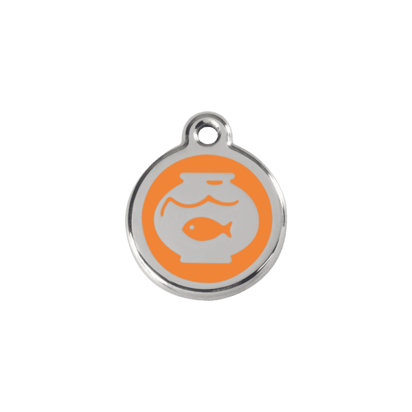 Vue avant - Médaille personnalisée pour chien/chat Red Dingo Émail/Acier Inoxydable Orange 20mm - 01-FB-OR-SM