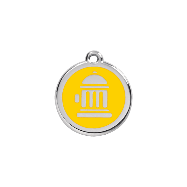 Vue avant - Médaille personnalisée pour chat ou chien - Red Dingo 01-FH-YE-SM Jaune - Taille S