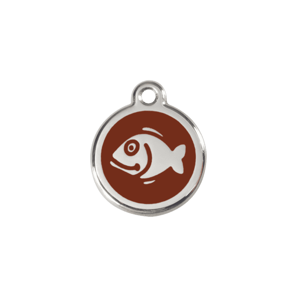 Vue avant - Médaille personnalisable pour chien/chat Red Dingo Poisson Brun S 20.00mm