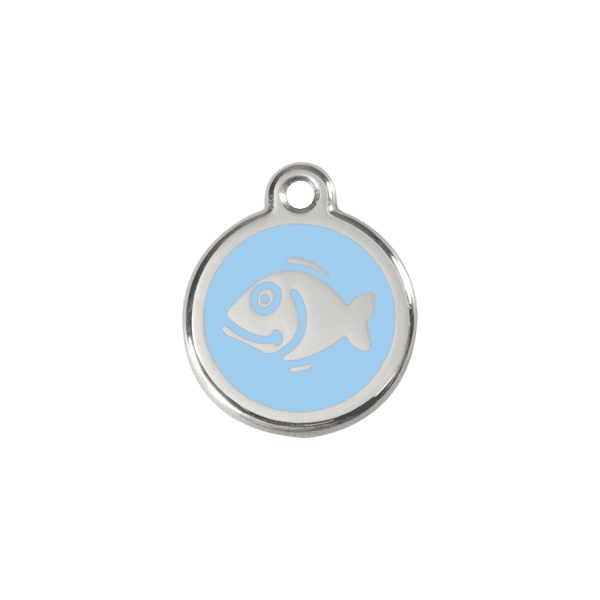 Vue avant - Médaille personnalisée pour chien/chat Red Dingo Émail/Acier inoxydable Poisson Bleu clair S 20.00 7G