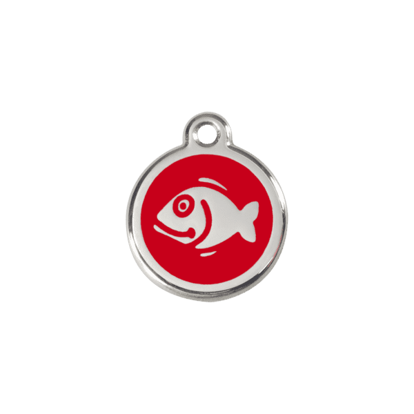 Vue avant - Médaille personnalisée pour chien/chat Red Dingo Émail et acier inoxydable Poisson Rouge - Taille S