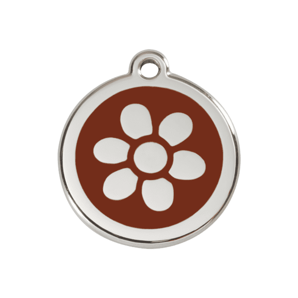 Vue avant - Médaille personnalisée pour chien Red Dingo Fleur Brun M 30.00 - Émail/Acier inoxydable