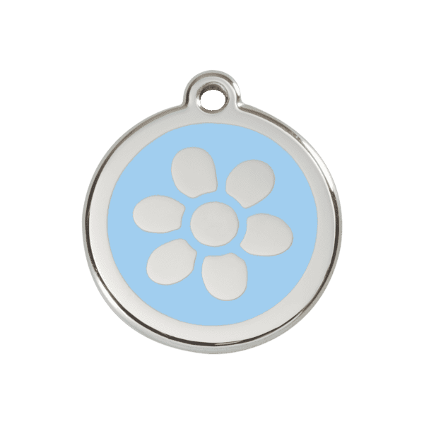 Vue avant - Médaille personnalisée pour chien Red Dingo Fleur Bleu clair M 30.00 - Émail/Acier inoxydable