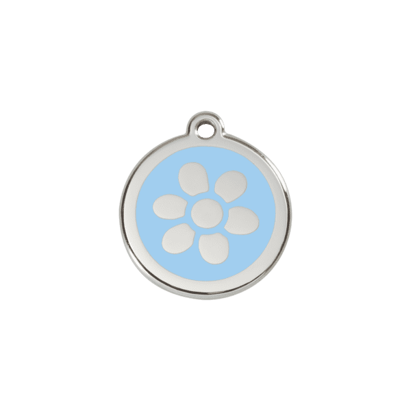 Vue avant - Médaille personnalisée pour chien/chat Red Dingo Émail/Acier inoxydable Fleur Bleu clair S 20.00 7G