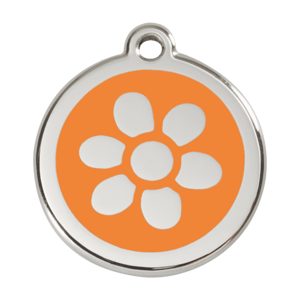 Vue avant - Médaille personnalisée pour chien Red Dingo Émail et acier inoxydable Orange - Taille L